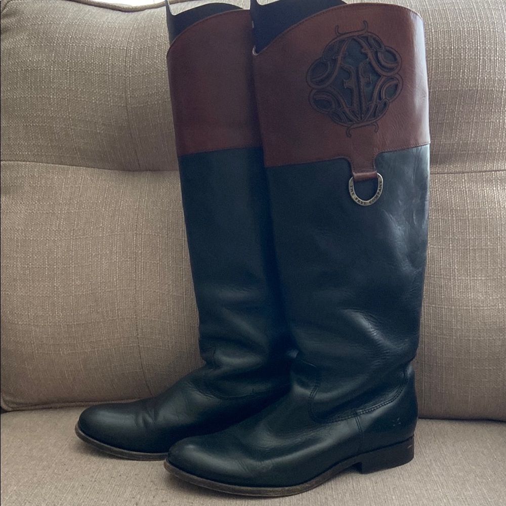 Frye Melissa Logo Tall Boots Size 9